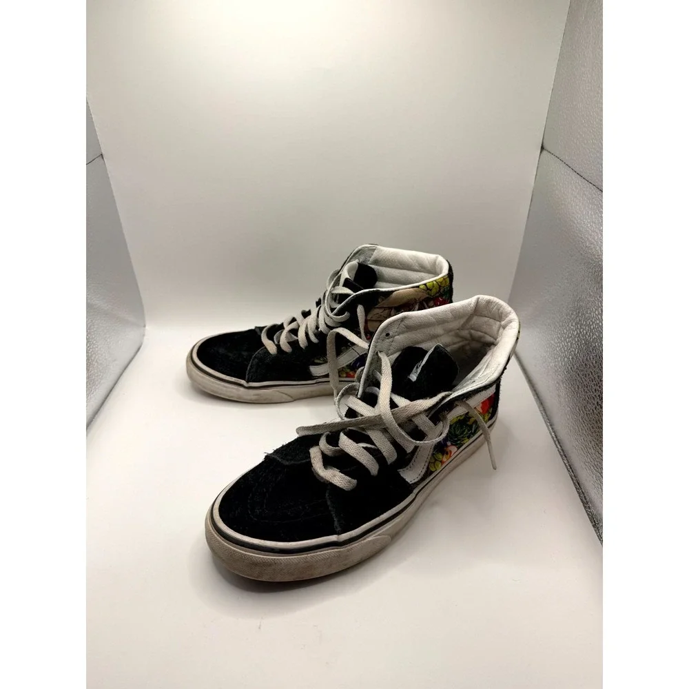 Vans Sk8-Hi Fruit‎ Skull Mens 6 Sneaker Black White Suede High Top Skate Shoes